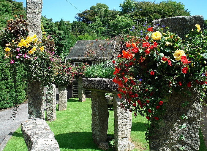 Gardens and outdoor seating at Granite Henge